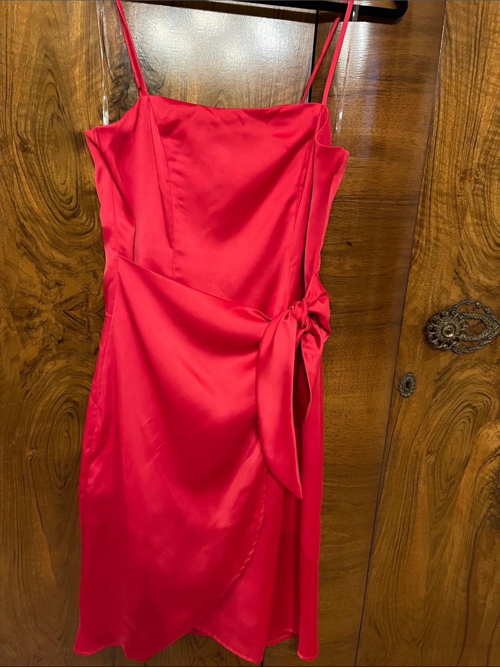 Nine West Hot Pink Fuchsia Satin Midi Cocktail Dress Size Small